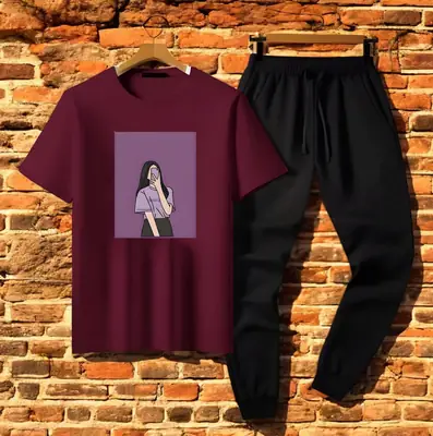 2 Pcs Women's Stitched Cotton Printed Tracksuit