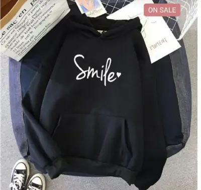 1 Pc Women's Stitched Fleece Printed Pullover Hoodie