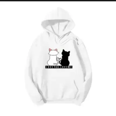1 Pc Women's Stitched Fleece Printed Pullover Hoodie