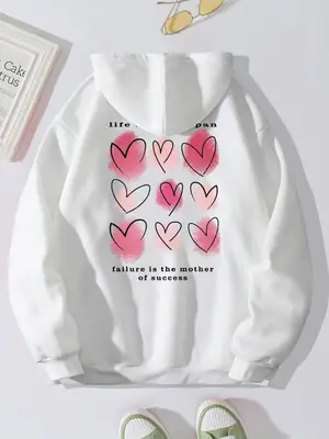 1 Pc Women's Stitched Fleece Printed Pullover Hoodie