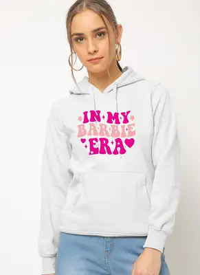 1 Pc Women's Stitched Fleece Printed Pullover Hoodie
