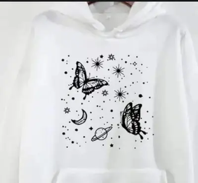 1 Pc Women's Stitched Fleece Printed Pullover Hoodie