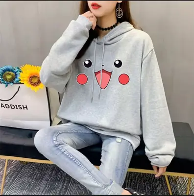 1 Pc Women's Stitched Fleece Printed Pullover Hoodie