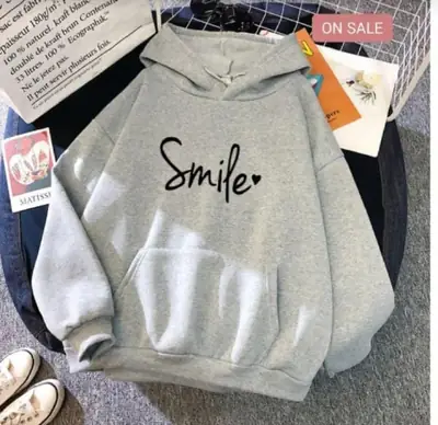 1 Pc Women's Stitched Fleece Printed Pullover Hoodie