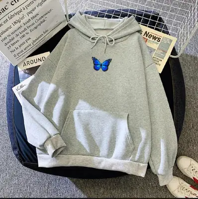 1 Pc Women's Stitched Fleece Printed Pullover Hoodie