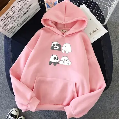 1 Pc Women's Stitched Fleece Printed Pullover Hoodie