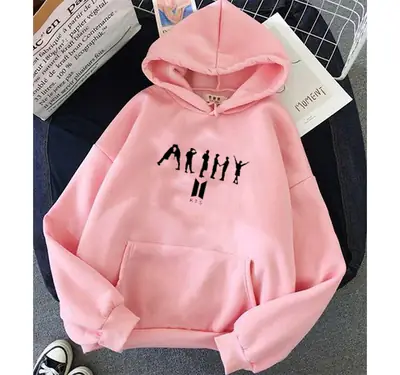 1 Pc Women's Stitched Fleece Printed Pullover Hoodie