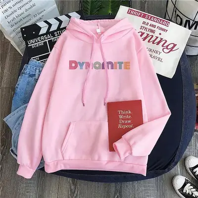 1 Pc Women's Stitched Fleece Printed Pullover Hoodie