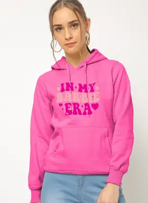 1 Pc Women's Stitched Fleece Printed Pullover Hoodie