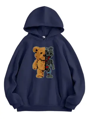 1 Pc Men's Fleece Printed Hoodie