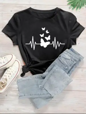 1 Pc Women's Stitched Cotton Printed T-Shirt