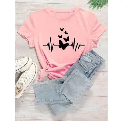 1 Pc Women's Stitched Cotton Printed T-Shirt
