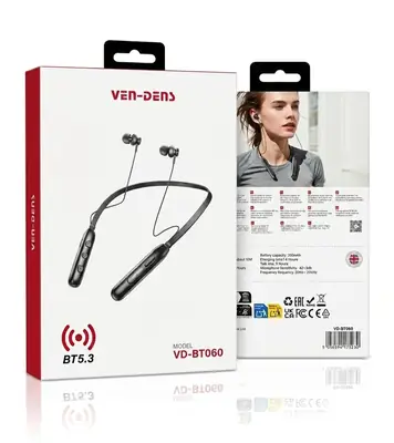 Black In-built Microphone 060 Wireless Neckband thumbnail 2