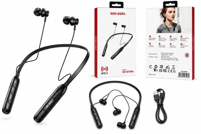 Black In-built Microphone 060 Wireless Neckband thumbnail 3
