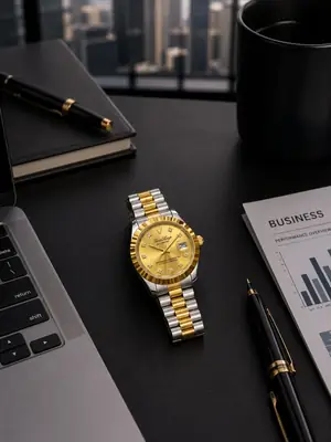 Luxury Two-Tone Champagne Dial Watch – Executive Elegance ?? thumbnail 2