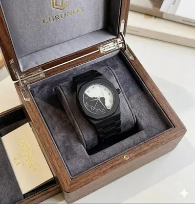 Elegant Black Octagon Watch – Striking White & Black Split Dial ?? thumbnail 3