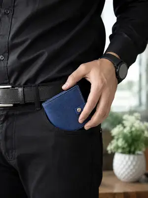 Cross Texture Card Holder Wallet | Snap Button Closure thumbnail 2