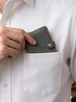 Cross Texture Card Holder Wallet | Snap Button Closure thumbnail 4