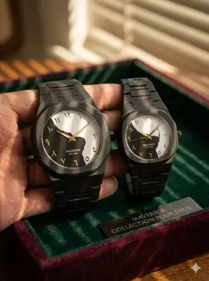 Matching Couple Watch Set – Elegant Black Octagon Design ?? thumbnail 2