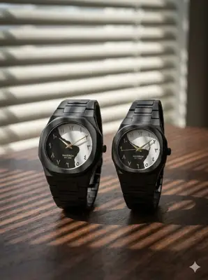 Matching Couple Watch Set – Elegant Black Octagon Design ?? thumbnail 3