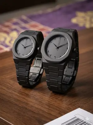 Couple Watch Set Full Black aura Watches