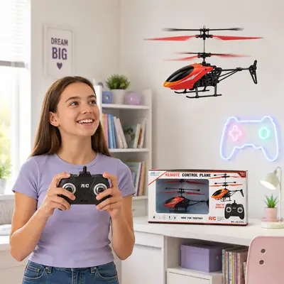 Rechargeable Remote Control Helicopter with LED Light & USB Charging – RC Flying Toy for Ages 14+ thumbnail 4