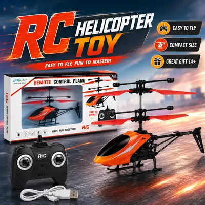 Rechargeable Remote Control Helicopter with LED Light & USB Charging – RC Flying Toy for Ages 14+ thumbnail 5