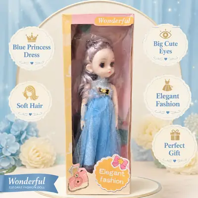 Wonderful Elegant Fashion Doll with Long Hair & Stylish Dress – Assorted Designs for Kids Ages 3+ thumbnail 6