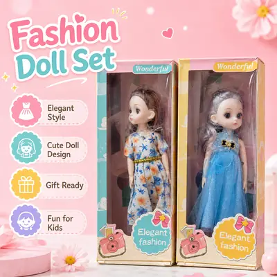 Wonderful Elegant Fashion Doll with Long Hair & Stylish Dress – Assorted Designs for Kids Ages 3+ thumbnail 8