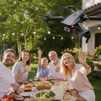 E88 Pro Foldable Drone with HD Camera, LED Lights & Remote Control – Black,White thumbnail 3