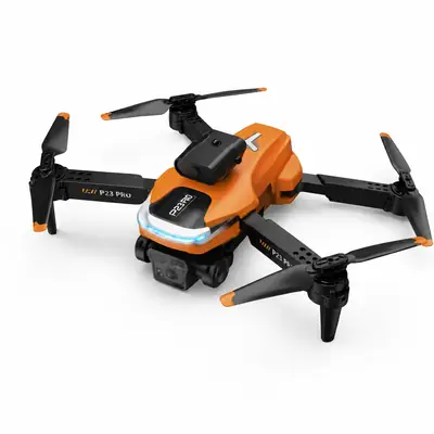 P23 Pro Foldable Camera Drone with Obstacle Avoidance, LED Lights & Remote Control – Orange,Black Dual Camera
