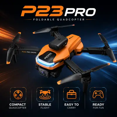 P23 Pro Foldable Camera Drone with Obstacle Avoidance, LED Lights & Remote Control – Orange,Black Dual Camera thumbnail 5