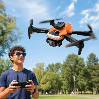 P23 Pro Foldable Camera Drone with Obstacle Avoidance, LED Lights & Remote Control – Orange,Black Dual Camera thumbnail 7