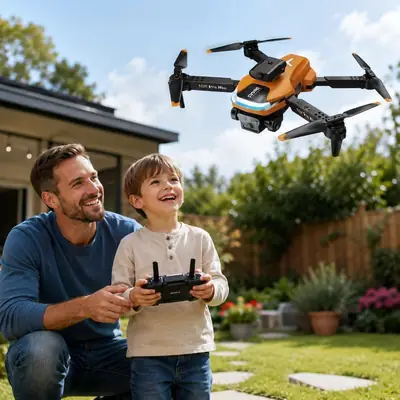 P23 Pro Foldable Camera Drone with Obstacle Avoidance, LED Lights & Remote Control – Orange,Black Dual Camera thumbnail 9