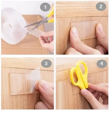 Double Sided Tape for Walls Heavy Duty Removable Mounting Tape Strong Adhesive Washable and Reusable Tape Wall Tape for Picture Photo Carpet Decoration Poster Tape Roll