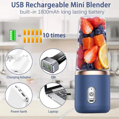 Portable USB Rechargeable Blender Juicer Bottle – Mini Smoothie Maker for Fresh Juice, Shakes & Baby Food – Travel Friendly thumbnail 4