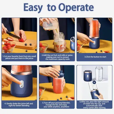 Portable USB Rechargeable Blender Juicer Bottle – Mini Smoothie Maker for Fresh Juice, Shakes & Baby Food – Travel Friendly thumbnail 6