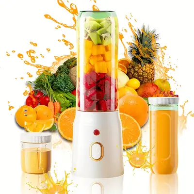 2 in 1 Portable Rechargeable Fruit Juicer Blender – 500ml Mini Electric Juice Maker