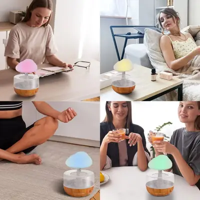 Rain Cloud Humidifier with Colorful LED Night Light | USB Aroma Diffuser & Air Humidifier for Home, Bedroom & Office thumbnail 4