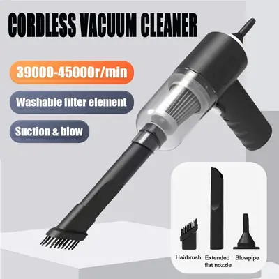 3-in-1 Portable Cordless Vacuum Cleaner – USB Rechargeable Mini Car Vacuum & Air Blower with Accessories | High Power Suction Cleaner thumbnail 2