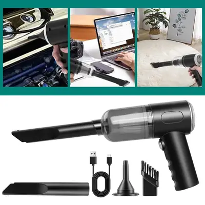 3-in-1 Portable Cordless Vacuum Cleaner – USB Rechargeable Mini Car Vacuum & Air Blower with Accessories | High Power Suction Cleaner thumbnail 3