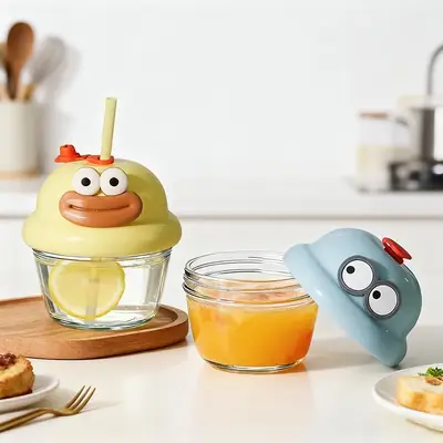 Cute Cartoon Ice Cream Cup with Straw – Kids Drinking Cup with Lid – Reusable Juice & Water Cup for Children thumbnail 3