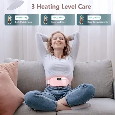 Period Cramp Relief Belt Portable Electric Menstrual Heating Pad with Massager | Rechargeable Heated Waist Belt | 3 Heat Levels | 4 Vibration Modes | Warm Compress for Menstrual Cramps, Back & Abdominal Pain Relief for Women & Girls thumbnail 3