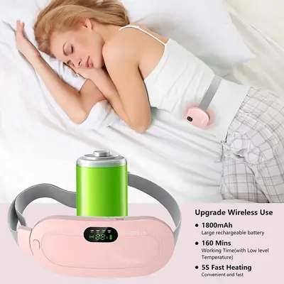 Period Cramp Relief Belt Portable Electric Menstrual Heating Pad with Massager | Rechargeable Heated Waist Belt | 3 Heat Levels | 4 Vibration Modes | Warm Compress for Menstrual Cramps, Back & Abdominal Pain Relief for Women & Girls thumbnail 4