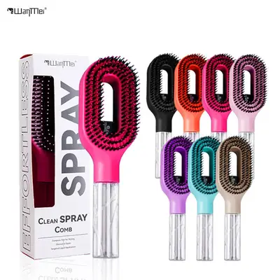 2 in 1 Water Spray Hair Brush – Refillable Hair Detangling Comb with Mist Sprayer – Anti-Static Styling Brush for Women & Kids