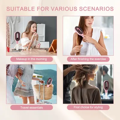 2 in 1 Water Spray Hair Brush – Refillable Hair Detangling Comb with Mist Sprayer – Anti-Static Styling Brush for Women & Kids thumbnail 6