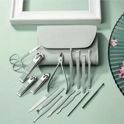 16-Piece Professional Manicure & Pedicure Kit – Stainless Steel Nail Care Set with Travel Case thumbnail 4