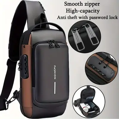 Anti-Theft Crossbody Sling Bag with USB Charging Port – Waterproof Chest Bag for Men