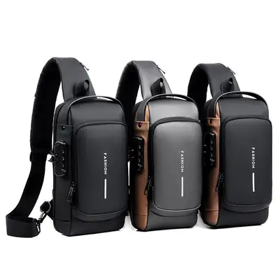 Anti-Theft Crossbody Sling Bag with USB Charging Port – Waterproof Chest Bag for Men thumbnail 2