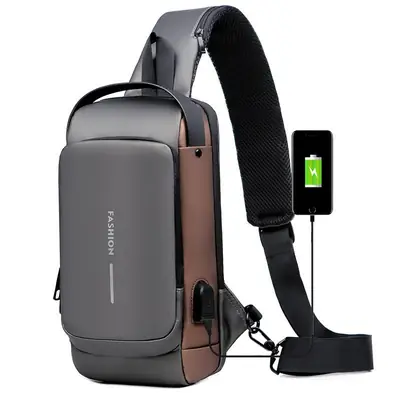 Anti-Theft Crossbody Sling Bag with USB Charging Port – Waterproof Chest Bag for Men thumbnail 3